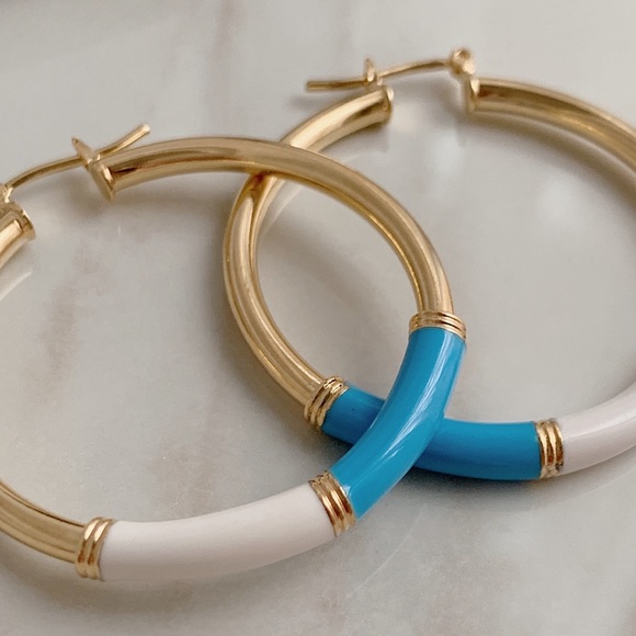 Enamel Tube Hoops | 18k Gold Filled - Picture 3 of 7